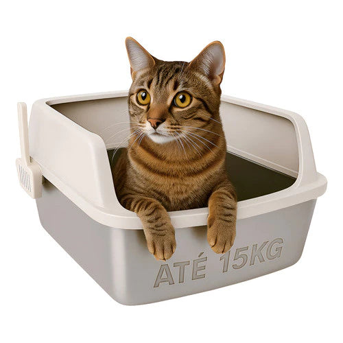 Caixa de Areia Super Premium - Aberta com Bandeja em Aço Inox e Pá Grande – Duty™ | Zero Odor e Máxima Higiene