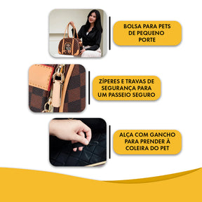 Bolsa de Transporte Pet Luxo para Cães e Gatos Pequeno Porte + Viagem Confortável