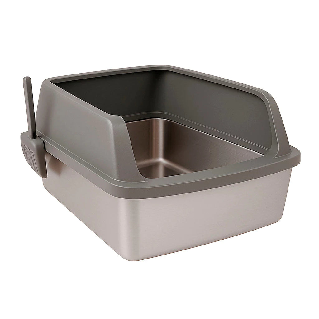 Caixa de Areia Super Premium - Aberta com Bandeja em Aço Inox e Pá Grande – Duty™ | Zero Odor e Máxima Higiene