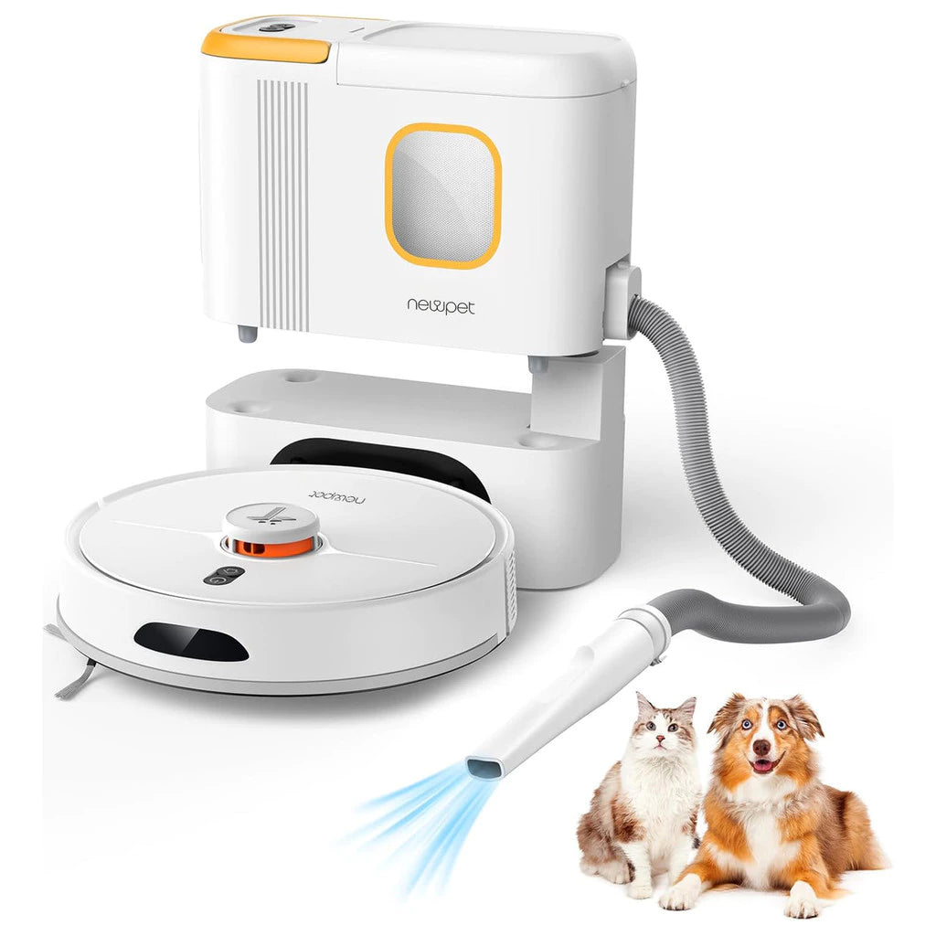 Robô Aspirador Inteligente com Base AutoLimpeza 6000Pa e Navegação Laser para Casa CleanBot Newpet™