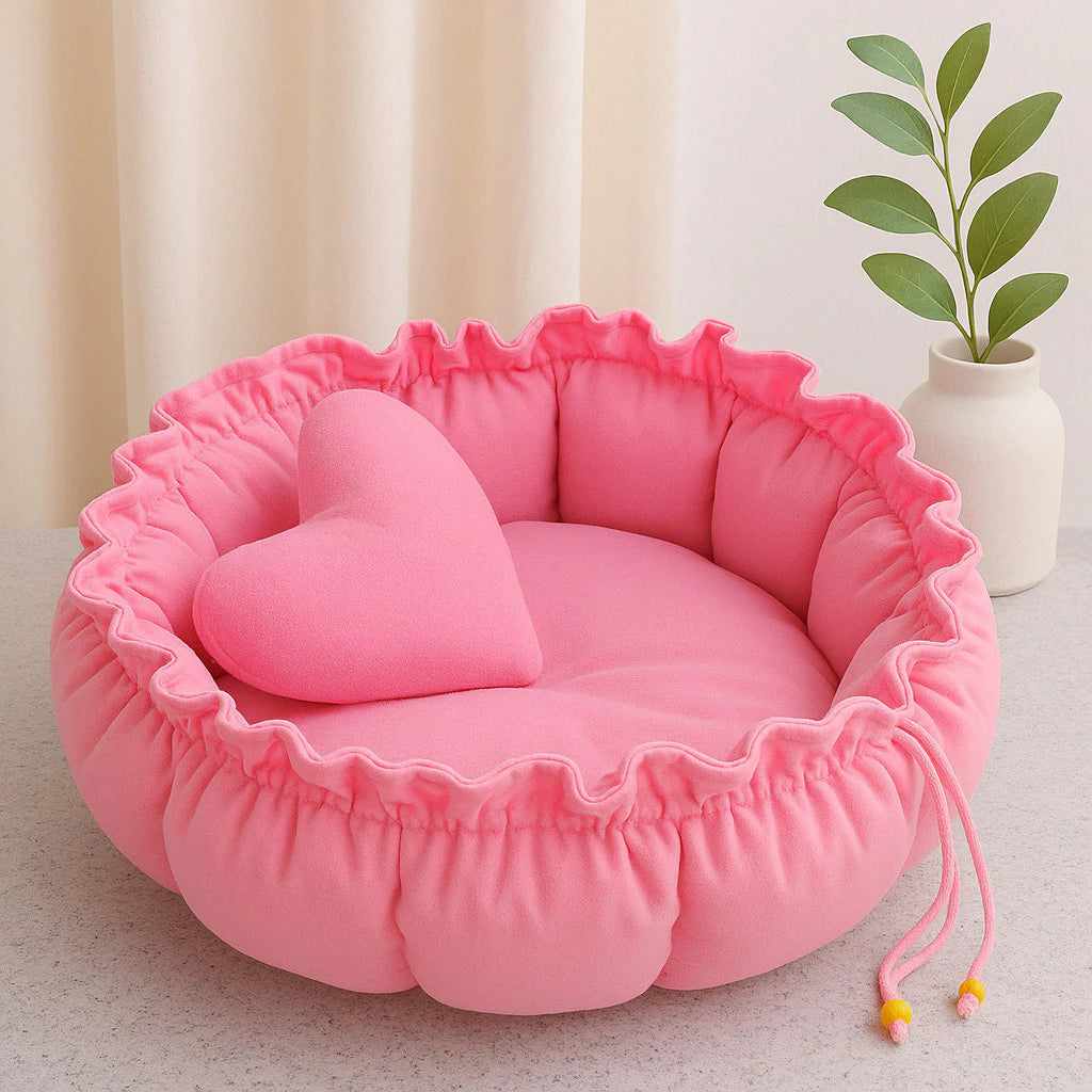 Caminha Pet Redonda Ajustável com Almofada de Coração – Lupzy™ Londres | Aconchego que Abraça