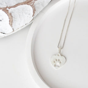 Colar Coração com Patinha de Cachorro em Prata 925 – Lupzy™ | Amor Pet Incondicional