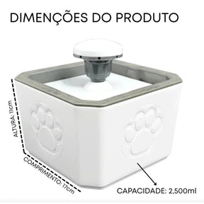 Bebedouro Fonte Automática 2,5L com Filtro Tripla Ação para Cachorro e Gato AquaFlow™