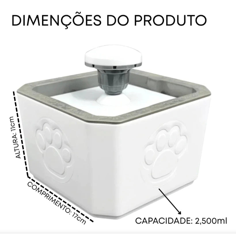 Bebedouro Fonte Automática 2,5L com Filtro Tripla Ação para Cachorro e Gato AquaFlow™