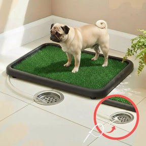 Banheiro Sanitário Lavável com Dreno e Grama Sintética para Cachorro Pequeno e Médio CleanPup™